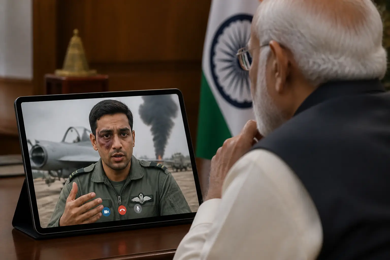 Editorial image for Indian pilot recounts cockpit attack during video call with Modi