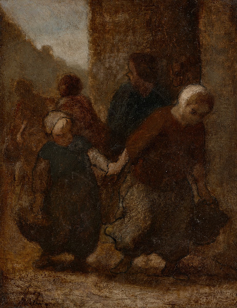 Enfants courant Sortie de lécole circa 1847
