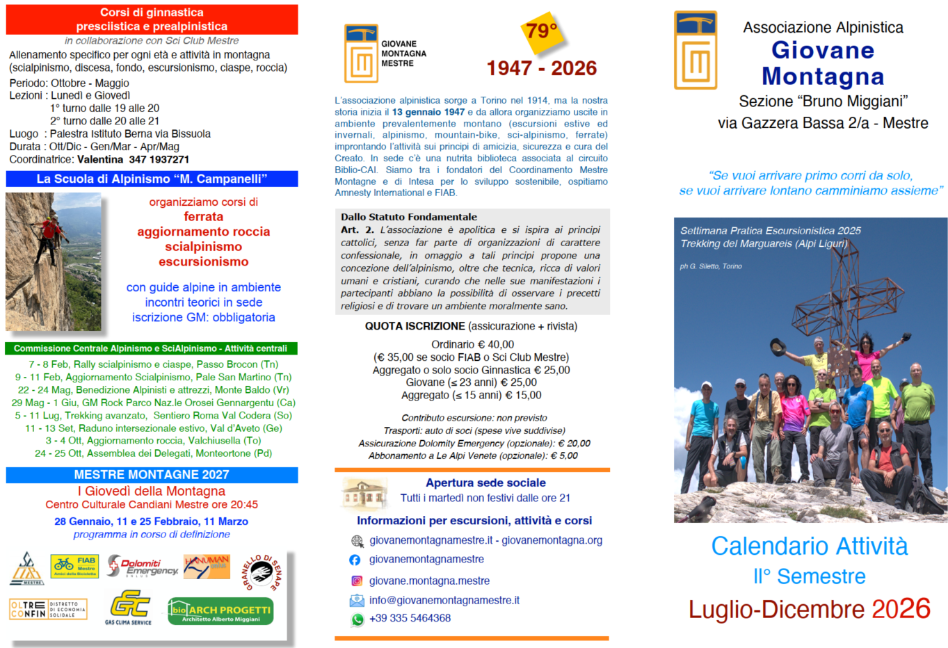 Calendario attivita ESTATE/AUTUNNO 2026