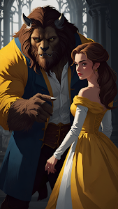 Beauty and the Beast Fantasy Illustration Yellow Dress