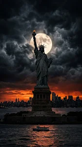 Statue of Liberty Night Skyline