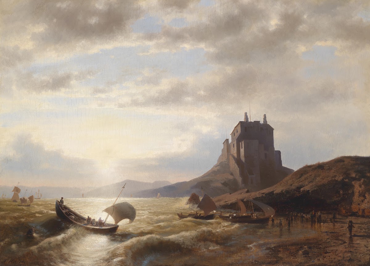 Küstenlandschaft mit Fischern