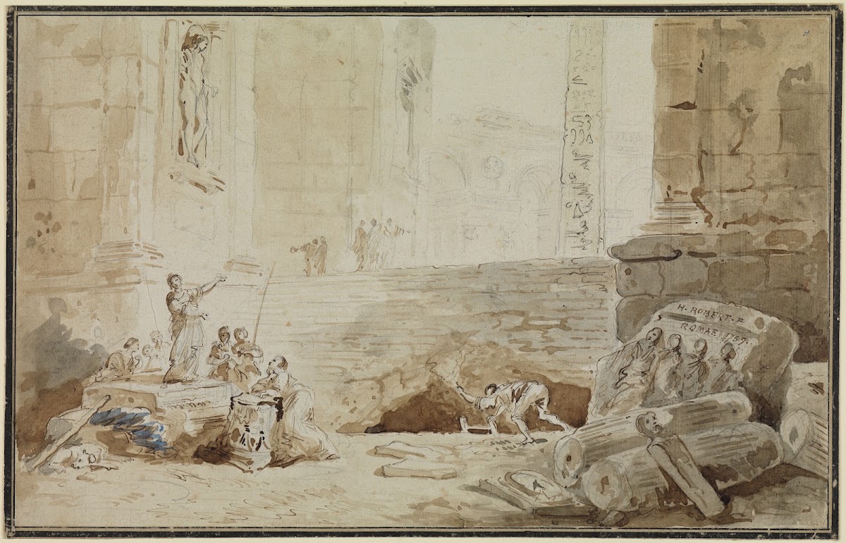 Römisches Capriccio mit Straßensängerin 1759