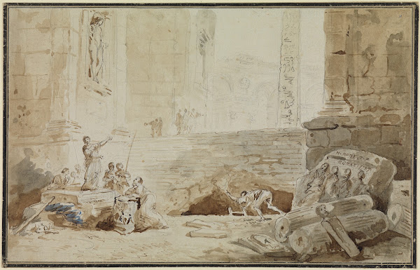 Römisches Capriccio mit Straßensängerin 1759