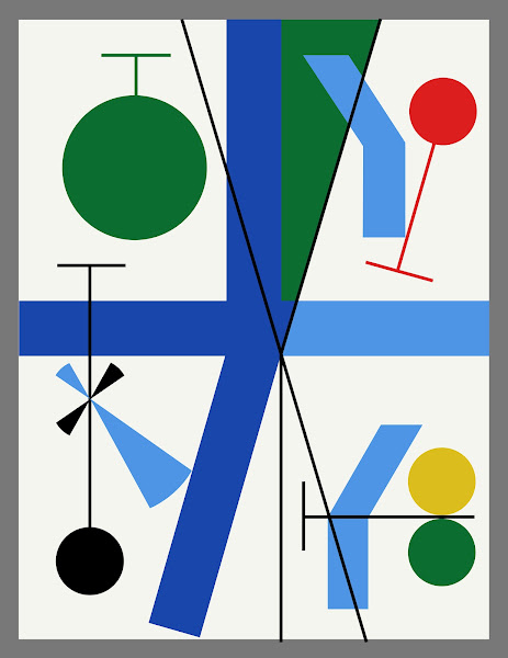 Four spaces with blue broken cross 2017