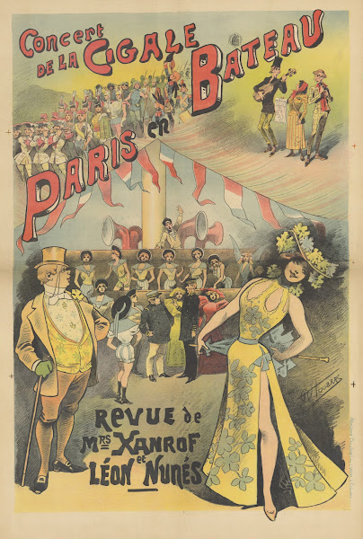 Concert de la Cigale Paris en bateau revue de Mrs Xanrof et Léon Nunés 1890