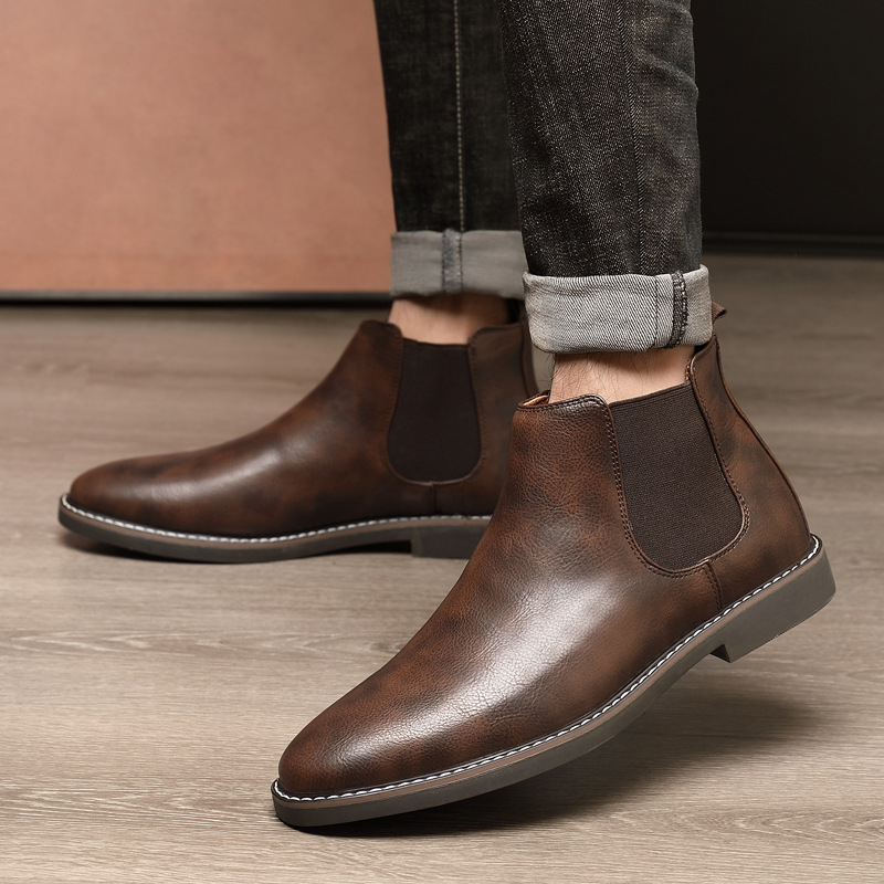 Men's Martin Boots, High-Top, PU Leather, Slip-Resistant