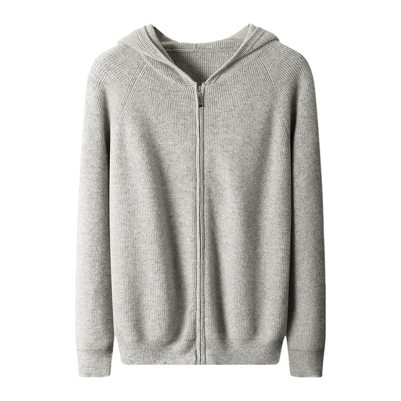 Herren-Kaschmir-Strickjacke mit Kapuze, dick