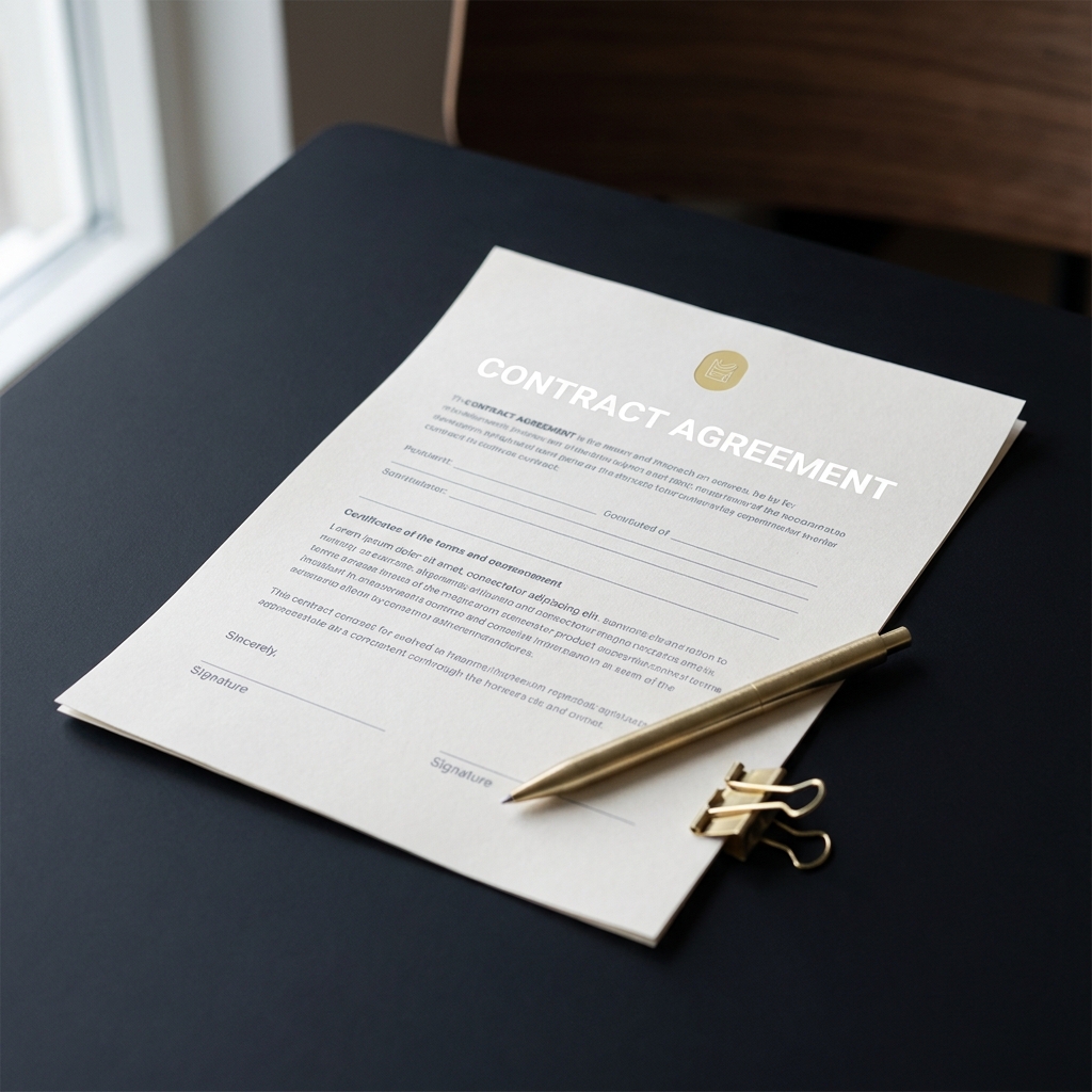 Close up of a contract on a dark table with a pen and subtle Funded Plays colors representing contract and pay discussions athletic bilbao prediction
