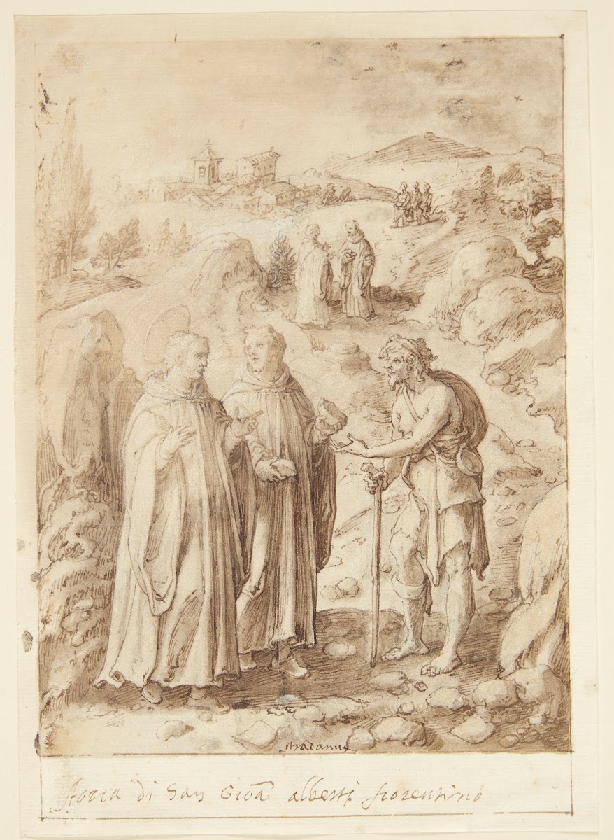 S Giovanni Alberti Fiorentinos historie Helgenen og den ledsagende munk giver en
