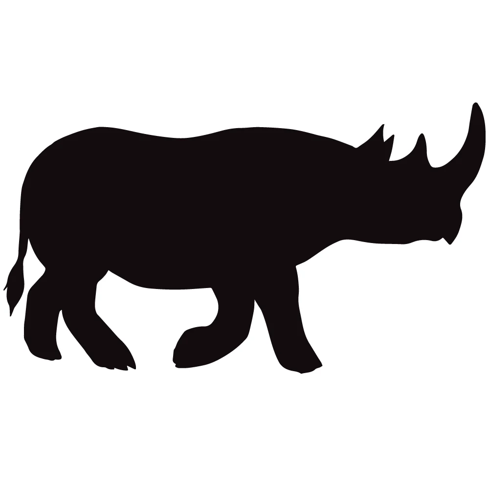 Black silhouette of a walking rhinoceros, a free SVG cut file for Valentine's Day crafts.