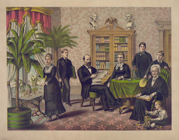 James Garfield and family in library 1882