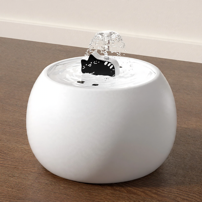Automatic cat fountain with ceramic bowl