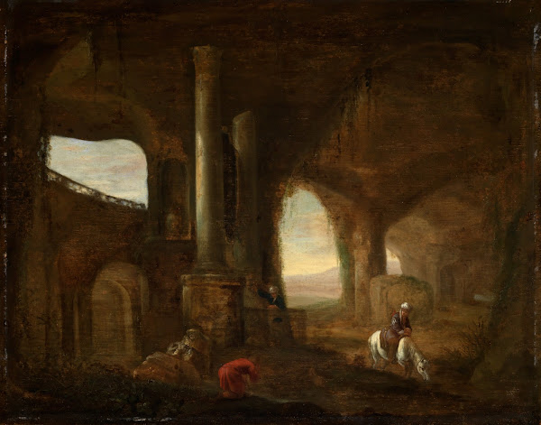 Inneres einer Ruine mit einer Staffage von Orientalen