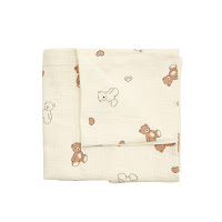 Diaper Twins Muslin 130x100 2-layer Bear with a heart