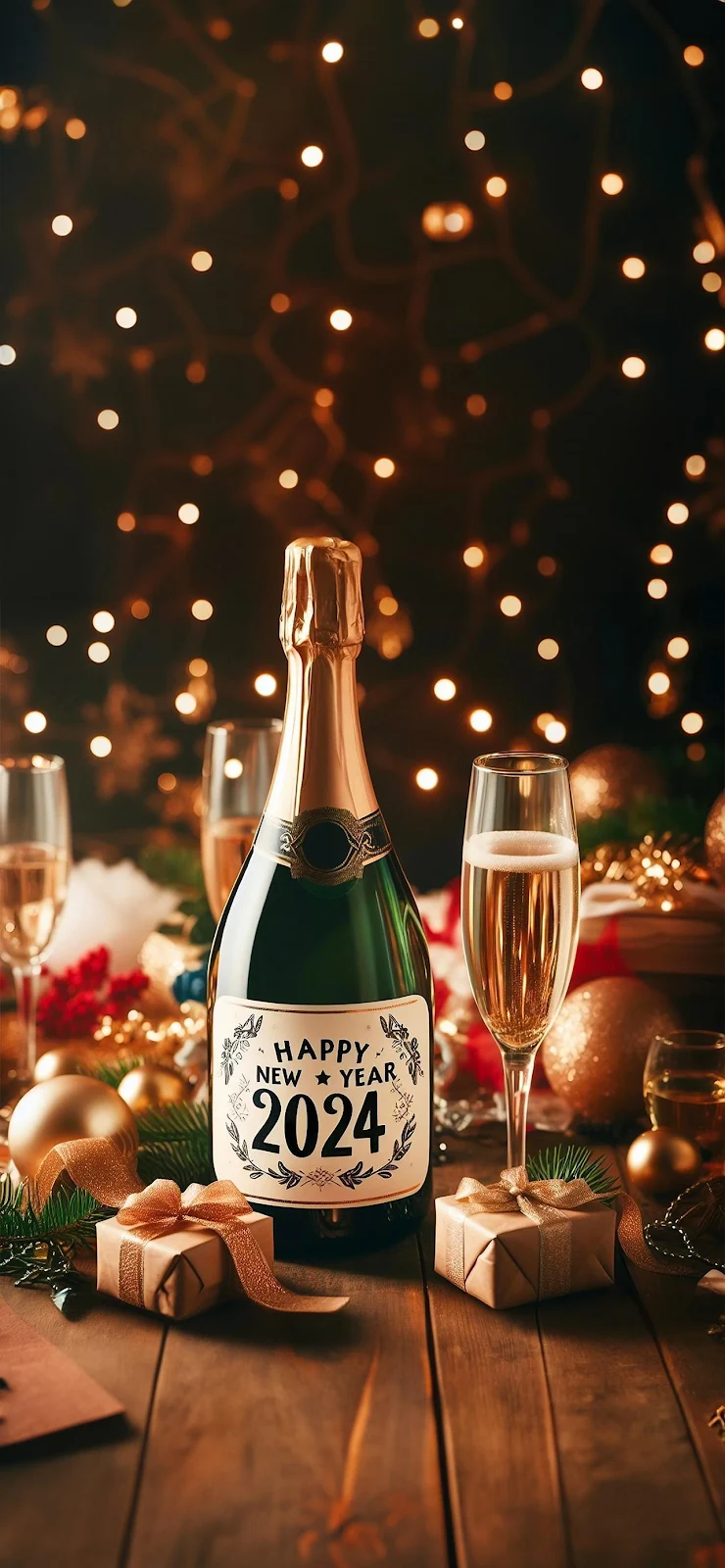 New Year Celebration With Champagne - Holiday Photography Full HD iPhone Wallpaper (1284x2778)