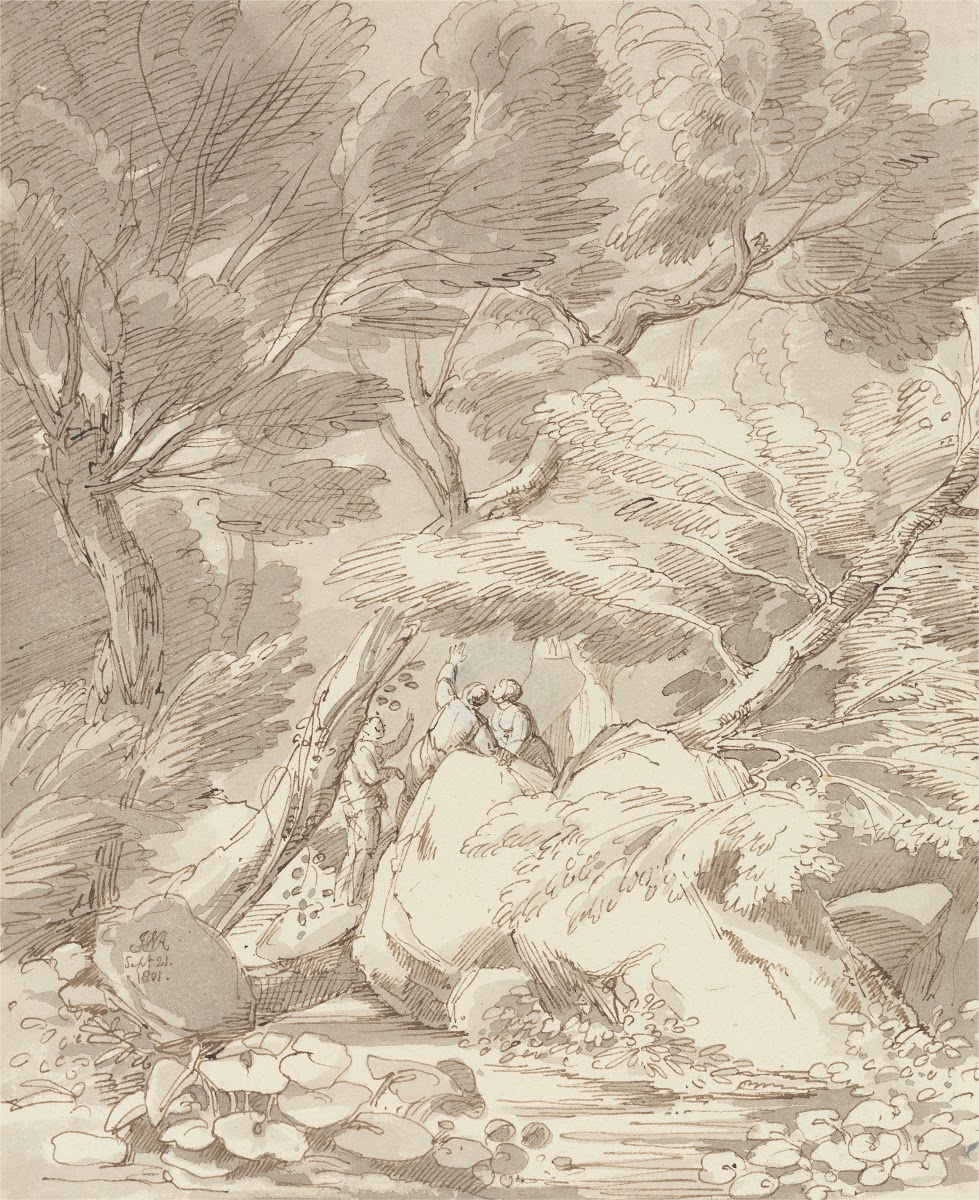 Figures on a Rocky River Bank at Canonteign Devon 1801