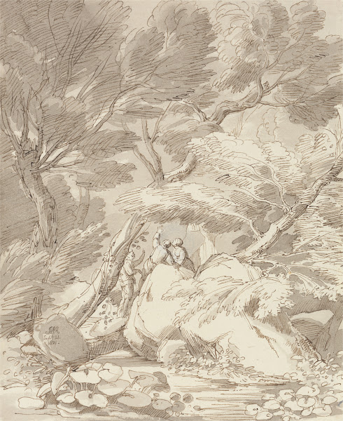 Figures on a Rocky River Bank at Canonteign Devon 1801