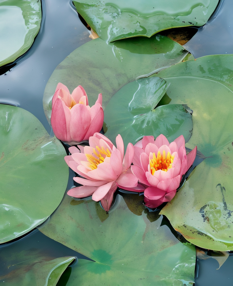 Ninfea Nymphaea 'Princess Elisabeth' rosa nel laghetto ornamentale
