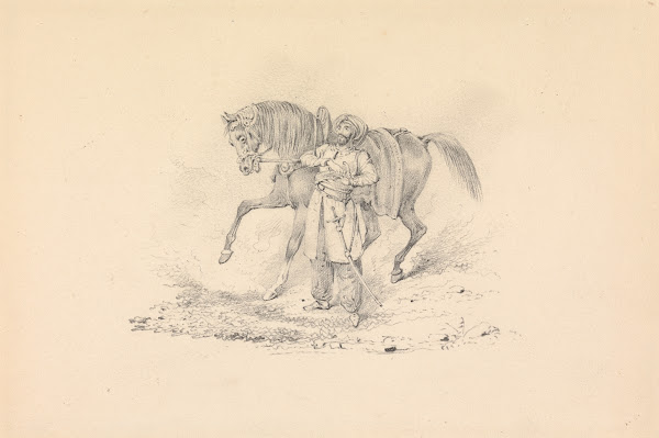 Turbaned Cavalryman Standing Beside a Horse