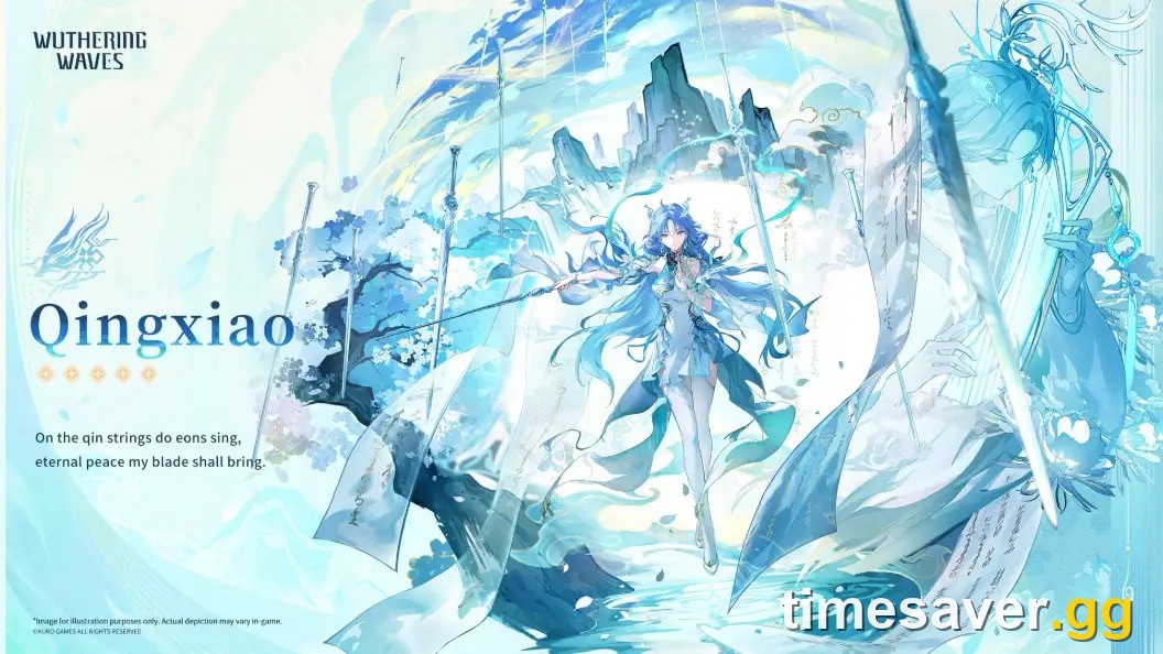 Official Wuthering Waves splash art of Qingxiao, a T0 Aero main DPS in Version 3.7