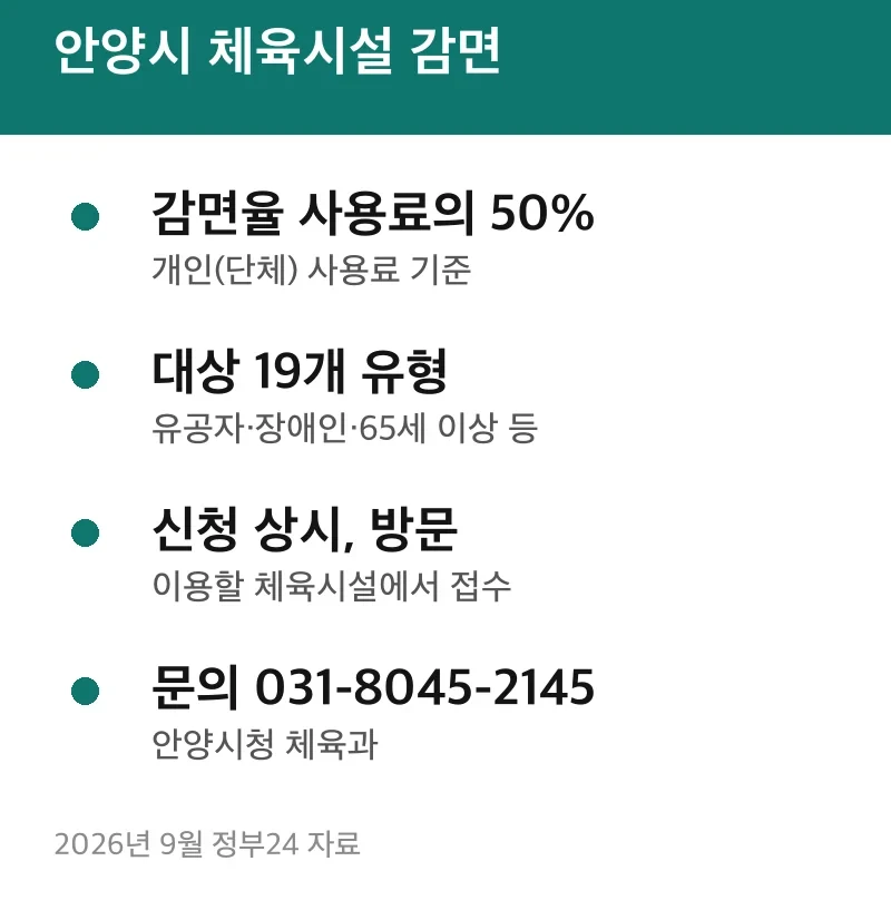 안양시 체육시설 감면