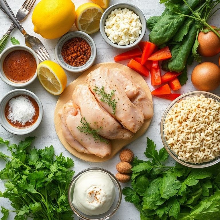 Ingredients for Easy Greek Chicken Bowls with Lemon Orzo for Dinner – Quick & Flavorful