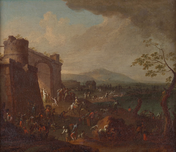 Jahrmarkt vor einem Stadttor