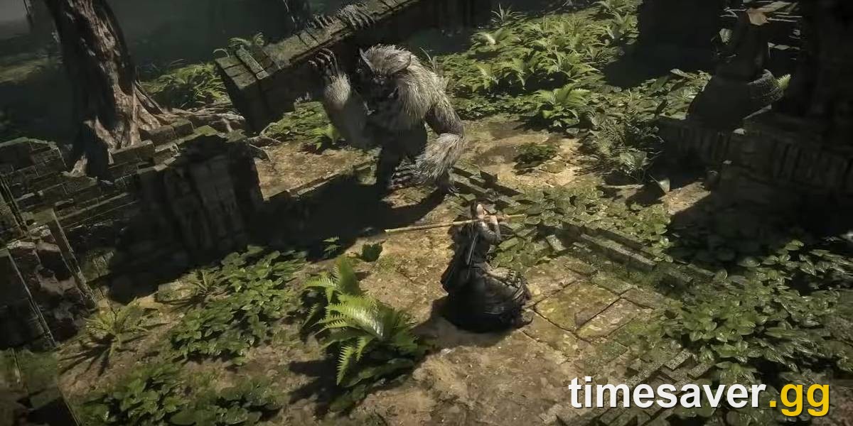 Path of Exile 2 combat encounter in a jungle-ruins map