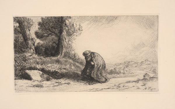 A vagabond walking along a lane 1890
