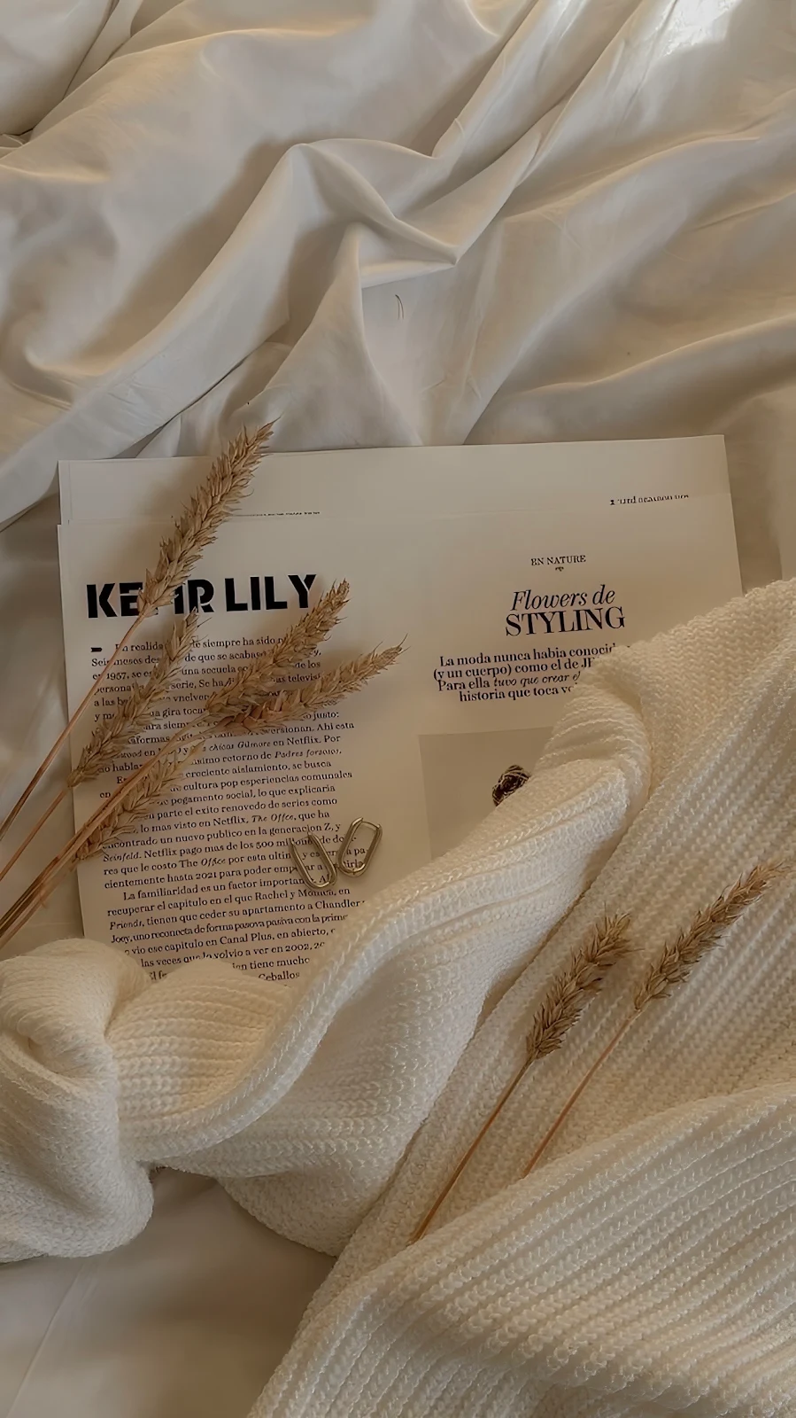 White Sweater And Magazine Flatlay - Minimalist Still Life Full HD iPhone Wallpaper (1286x2288)
