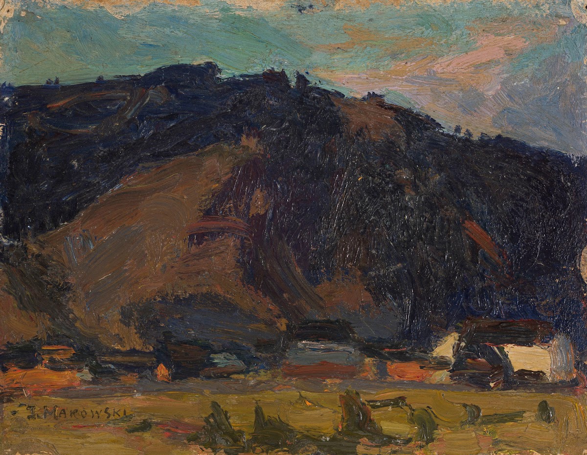View of a village against the background of a mountain 1907