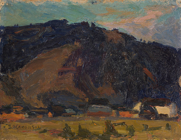 View of a village against the background of a mountain 1907