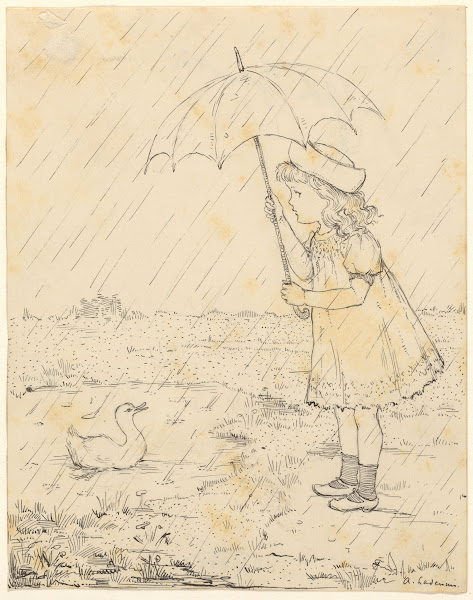 Meisje met paraplu in de regen