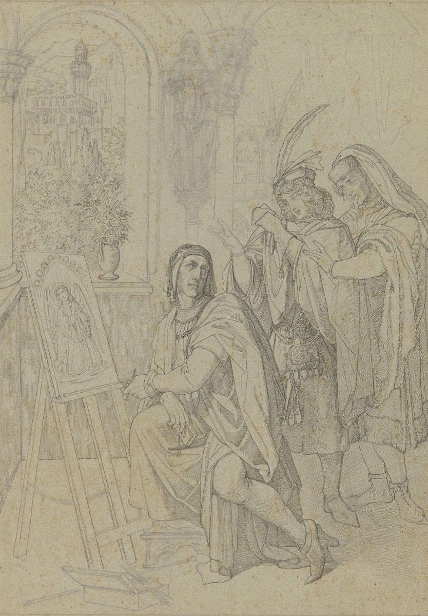 Giotto von zwei vornehmen Florentinern beim Malen bewundert