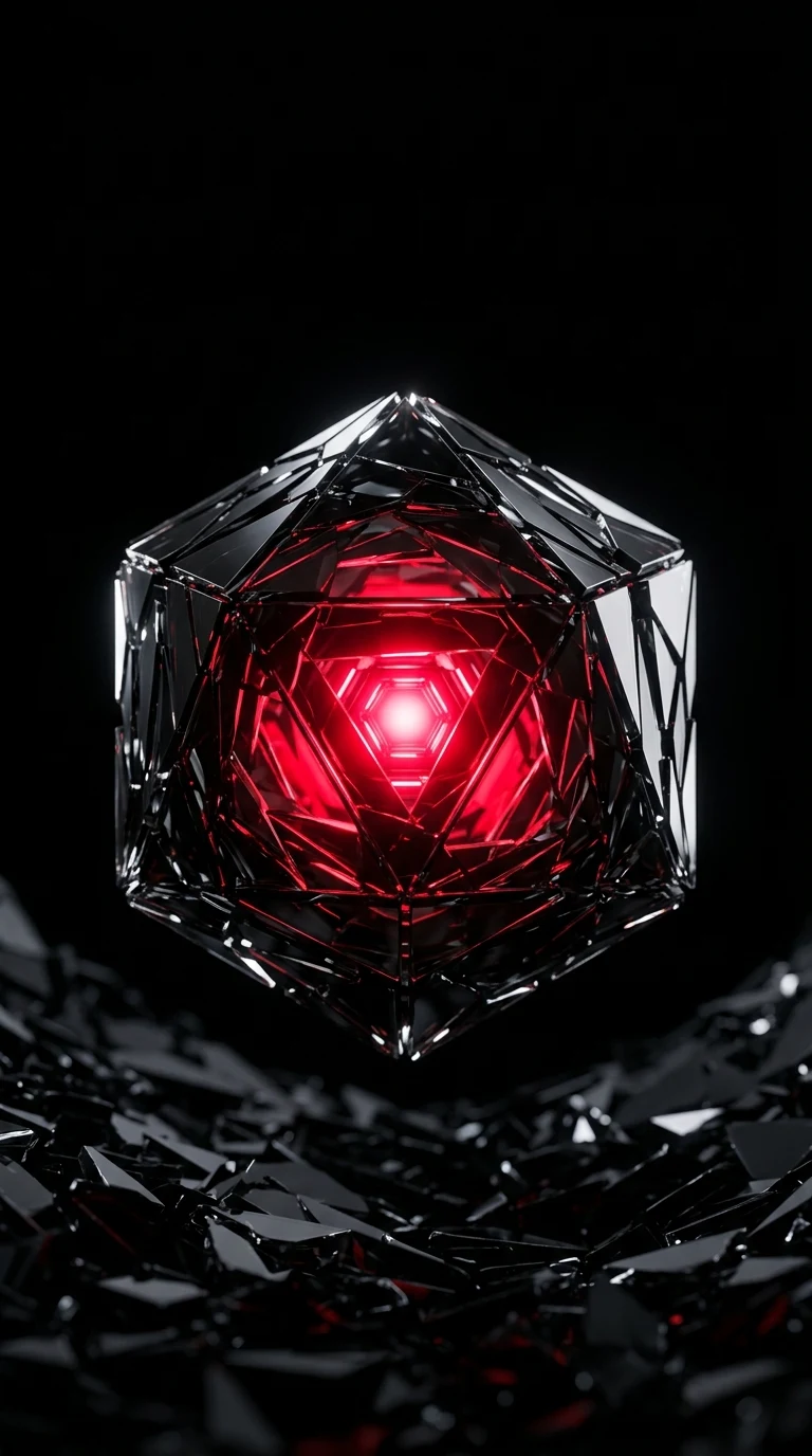 Abstract Shattered Obsidian Crystal Die Red LED Core Wallpaper - Free 4K mobile Wallpaper