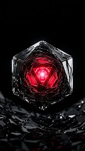 Abstract Shattered Obsidian Crystal Die Red LED Core Wallpaper