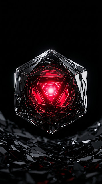 Abstract Shattered Obsidian Crystal Die Red LED Core Wallpaper - Free mobile Wallpaper