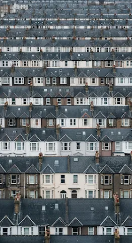 Dense Rows Terraced Rooftops
