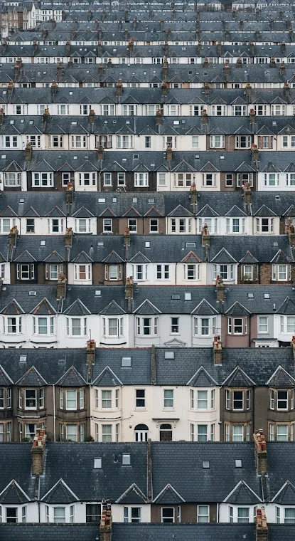 Dense Rows Terraced Rooftops