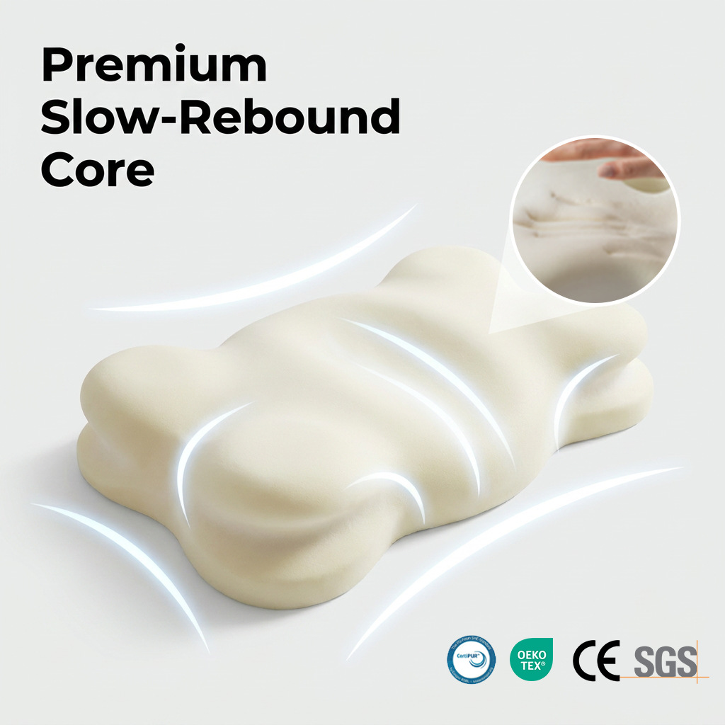 Cloud-shaped memory foam neck support pillow