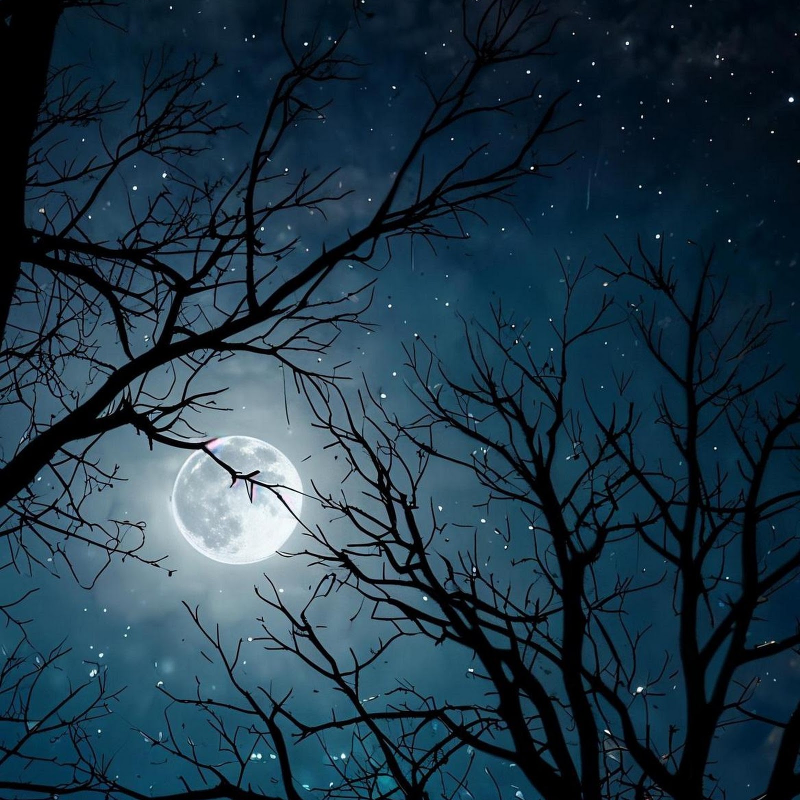 Download Full Moon Behind Bare Trees Full HD iPhone