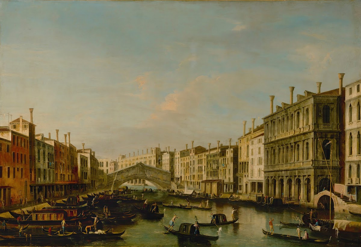 Venice A View Of The Grand Canal Towards The Rialto Bridge