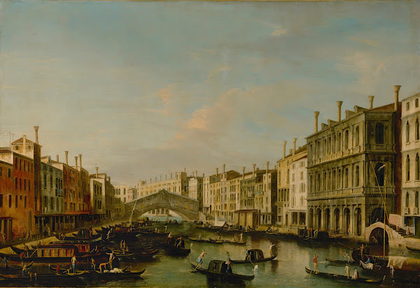 Venice A View Of The Grand Canal Towards The Rialto Bridge