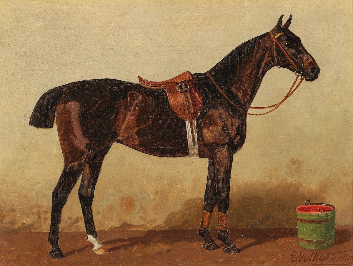 A Saddled Bay Horse in a Stable 1903
