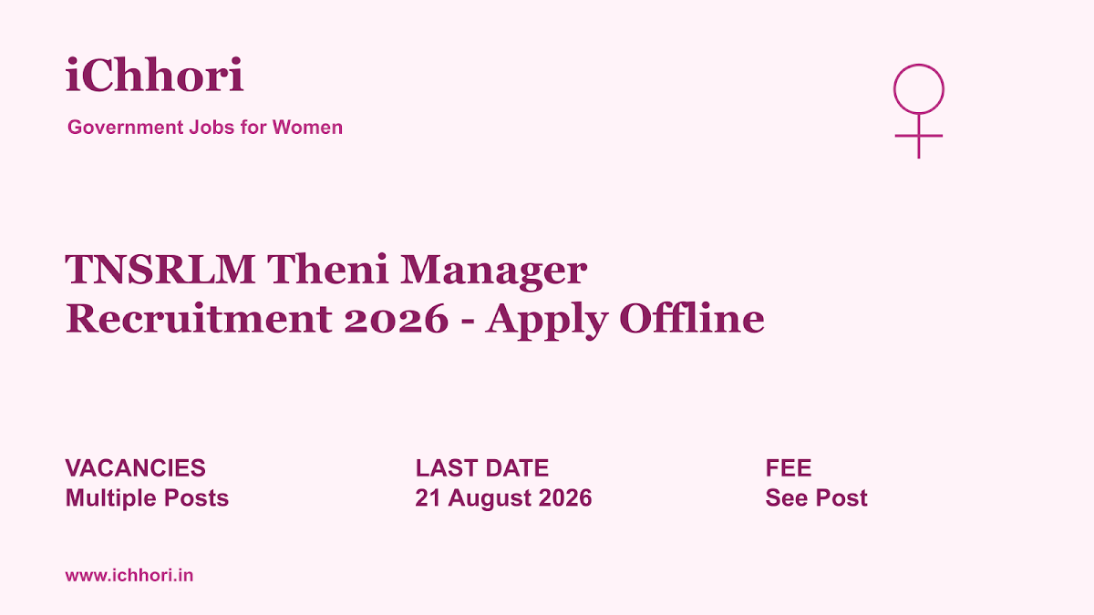 TNSRLM Theni Manager Recruitment 2026 - Apply Offline - iChhori