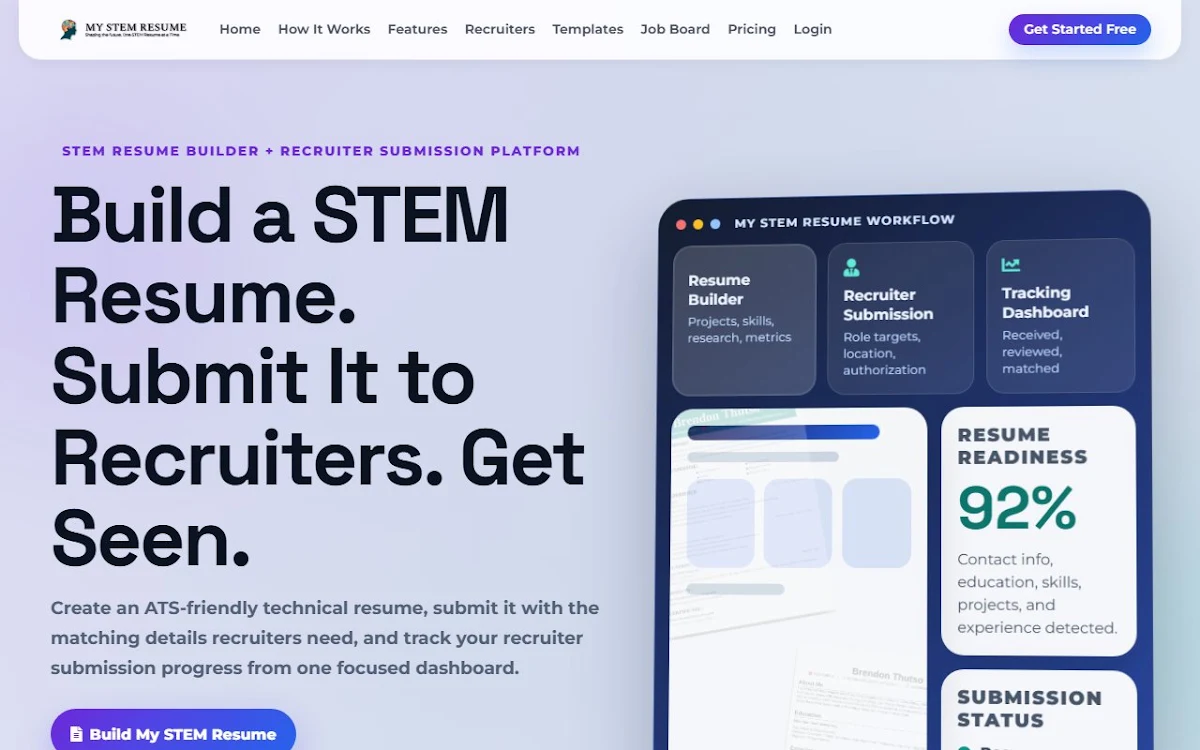 Captura de My STEM Resume