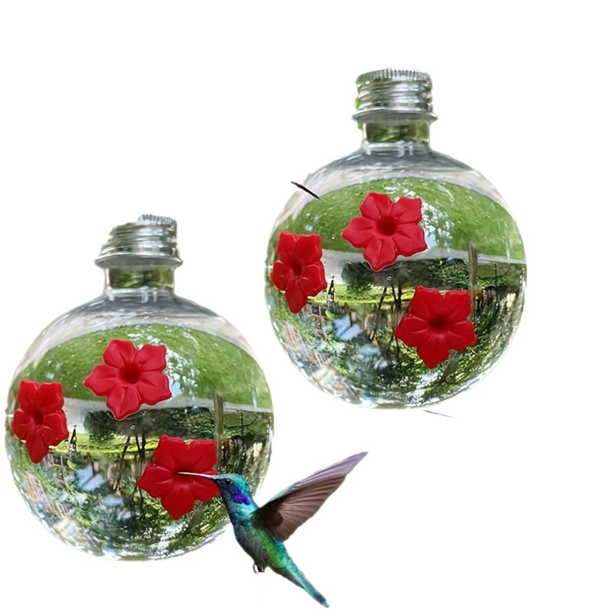 Hanging bird bath with flower design