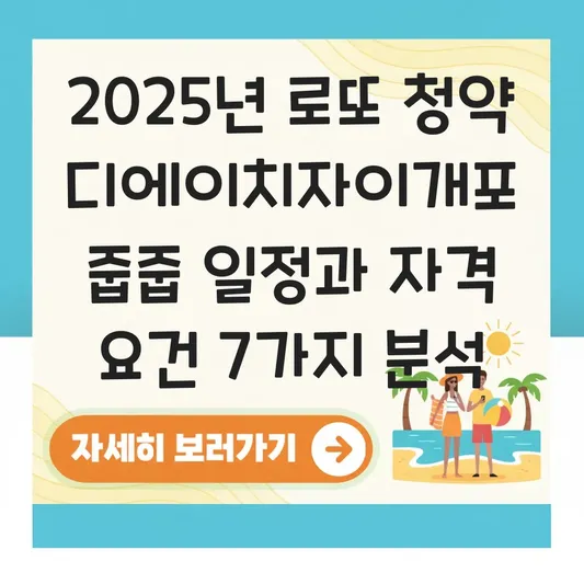 디에이치자이개포 2025년 무순위 줍줍 청약 일정 및 서울 거주 무주택 자격 요건 분석 대표 이미지