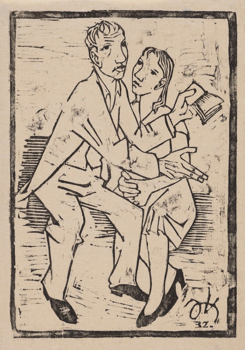 Man Reading Poems to a Woman on a Park Bench 1932
